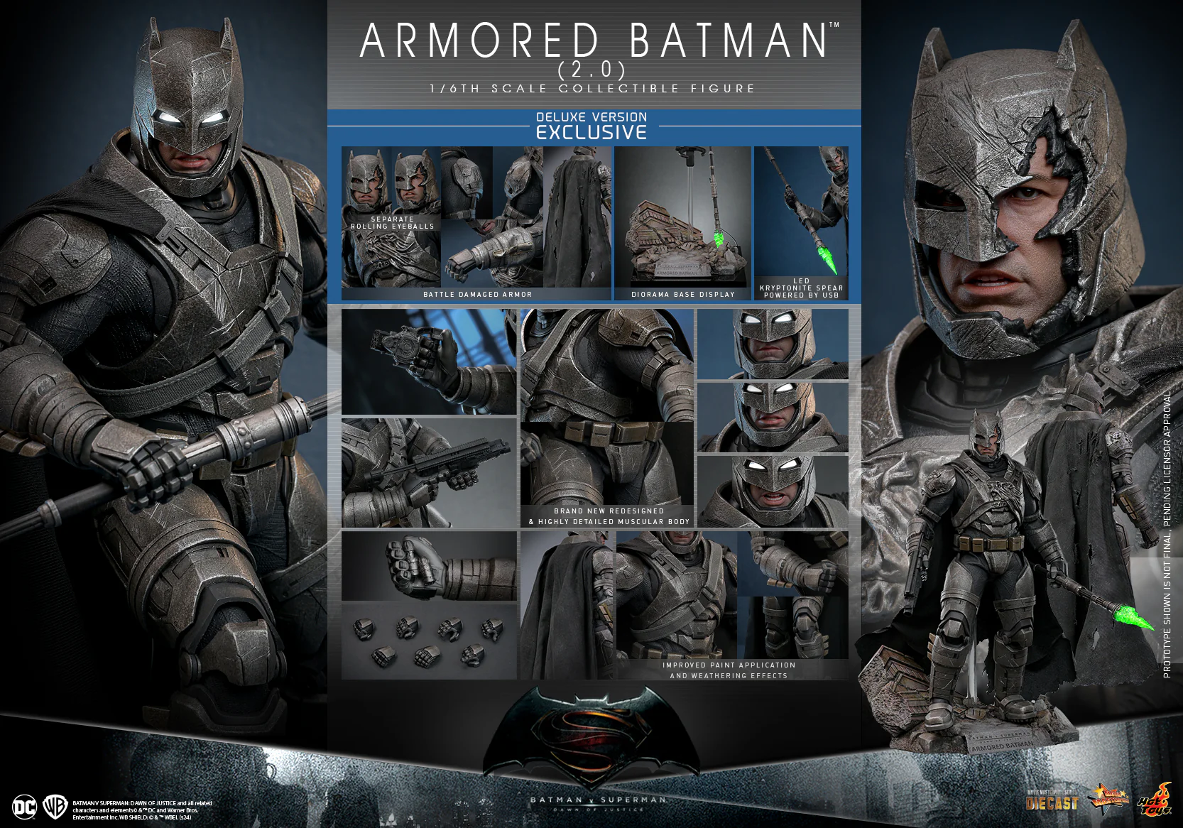 MMS743D63 - Batman v Superman: Dawn of Justice -1/6th scale Armored Batman (2.0) Collectible Figure (Deluxe Version) - Image 2