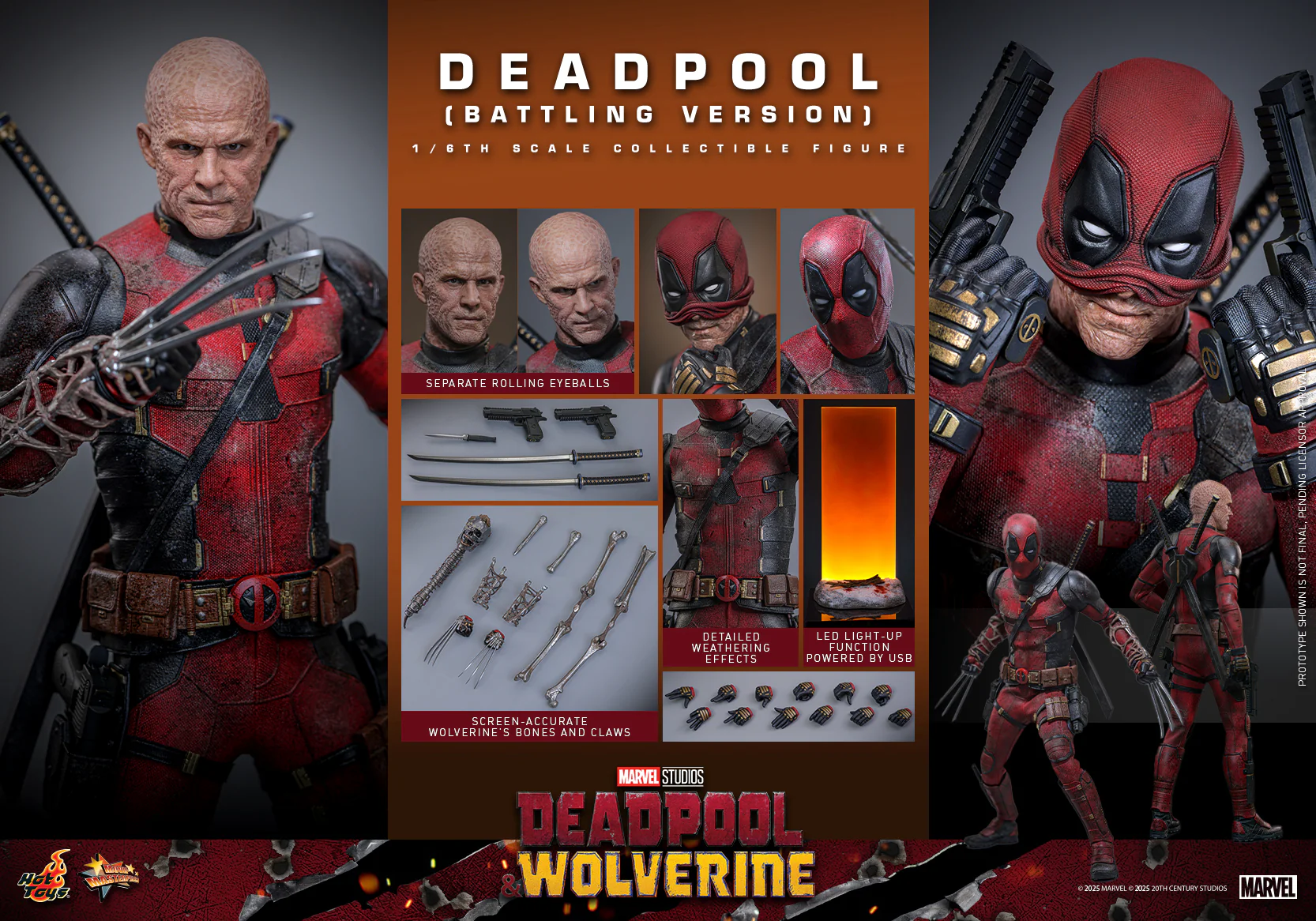 MMS782 - Deadpool & Wolverine - 1/6th scale Deadpool (Battling Version) Collectible Figure - Image 2