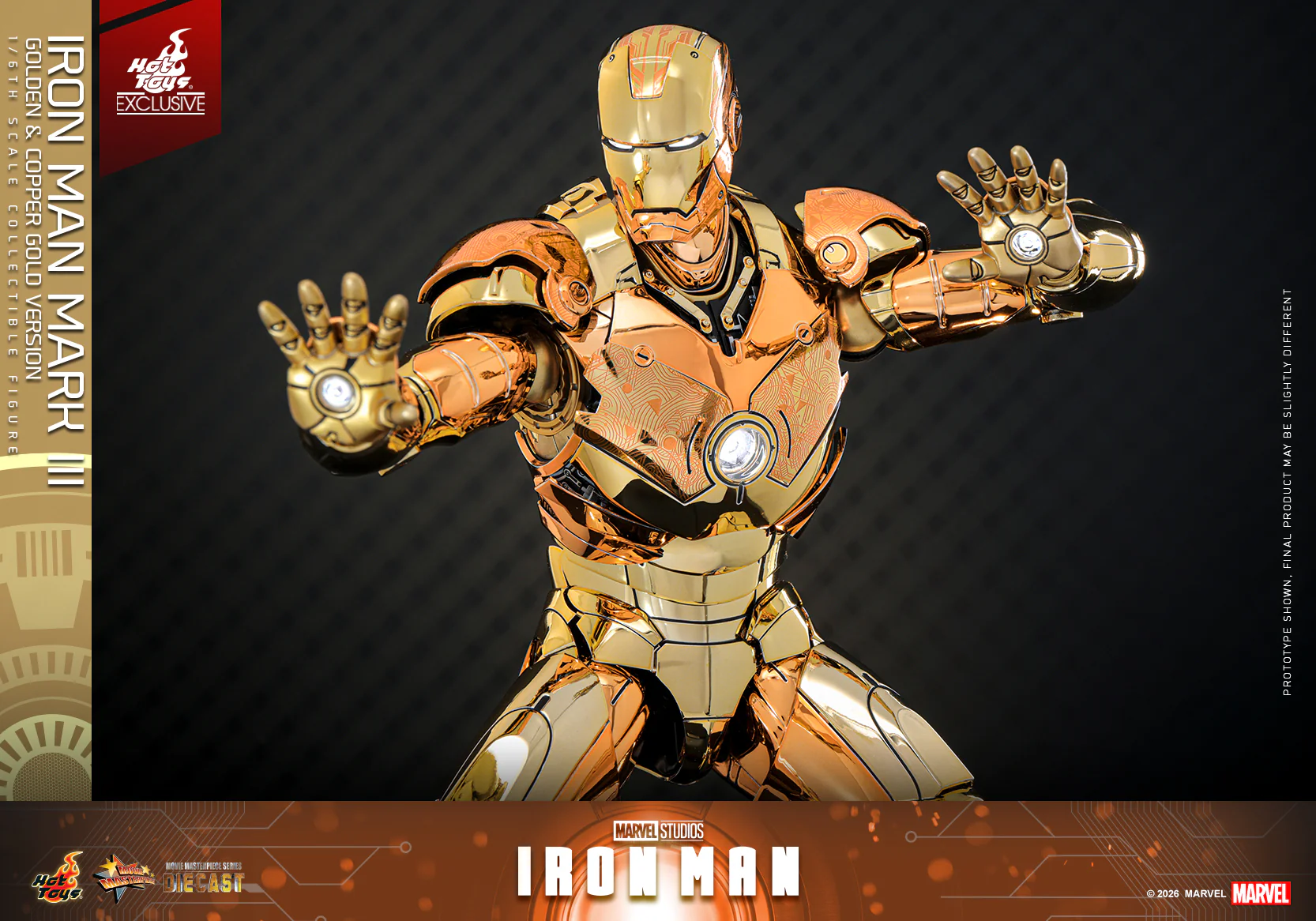 MMS848D78 – Iron Man - 1/6th scale Iron Man Mark III (Golden & Copper Gold Version) Collectible Figure [Hot Toys Exclusive] - Image 11
