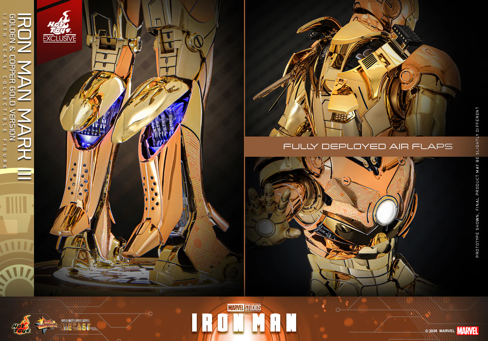 MMS848D78 – Iron Man - 1/6th scale Iron Man Mark III (Golden & Copper Gold Version) Collectible Figure [Hot Toys Exclusive] - Image 12