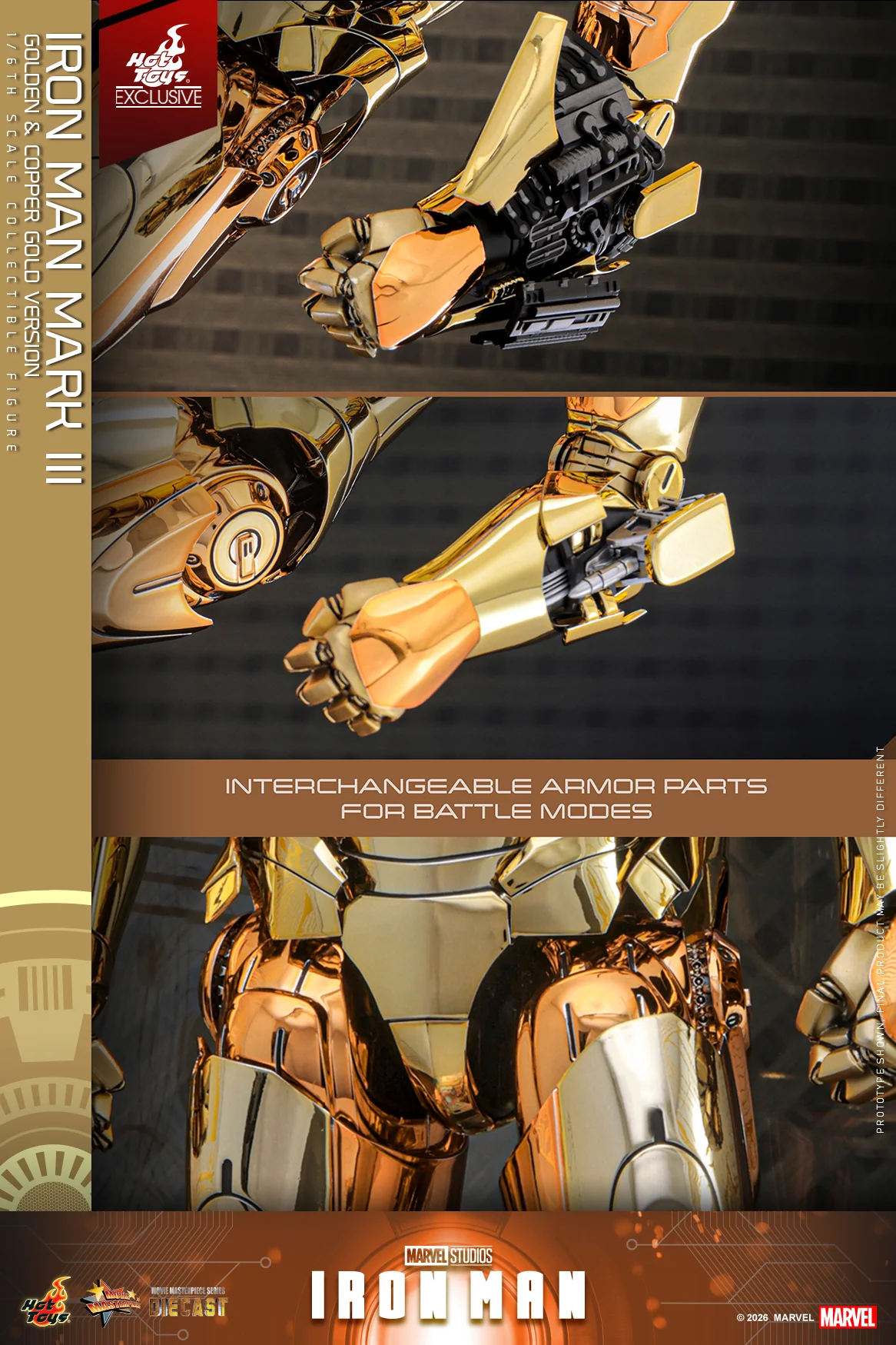 MMS848D78 – Iron Man - 1/6th scale Iron Man Mark III (Golden & Copper Gold Version) Collectible Figure [Hot Toys Exclusive] - Image 13