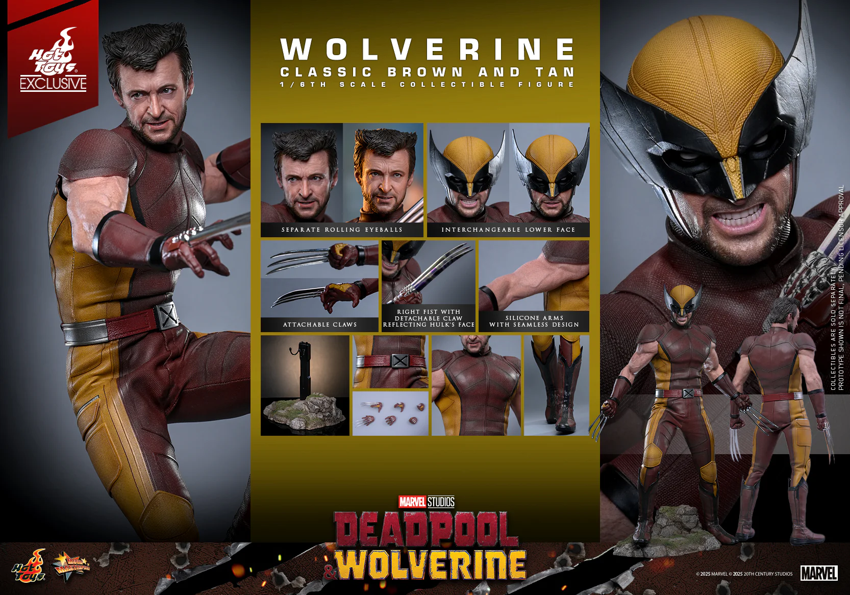 MMS831 - Deadpool & Wolverine - 1/6th scale Wolverine (Classic Brown and Tan) Collectible Figure [Hot Toys Exclusive] - Image 2