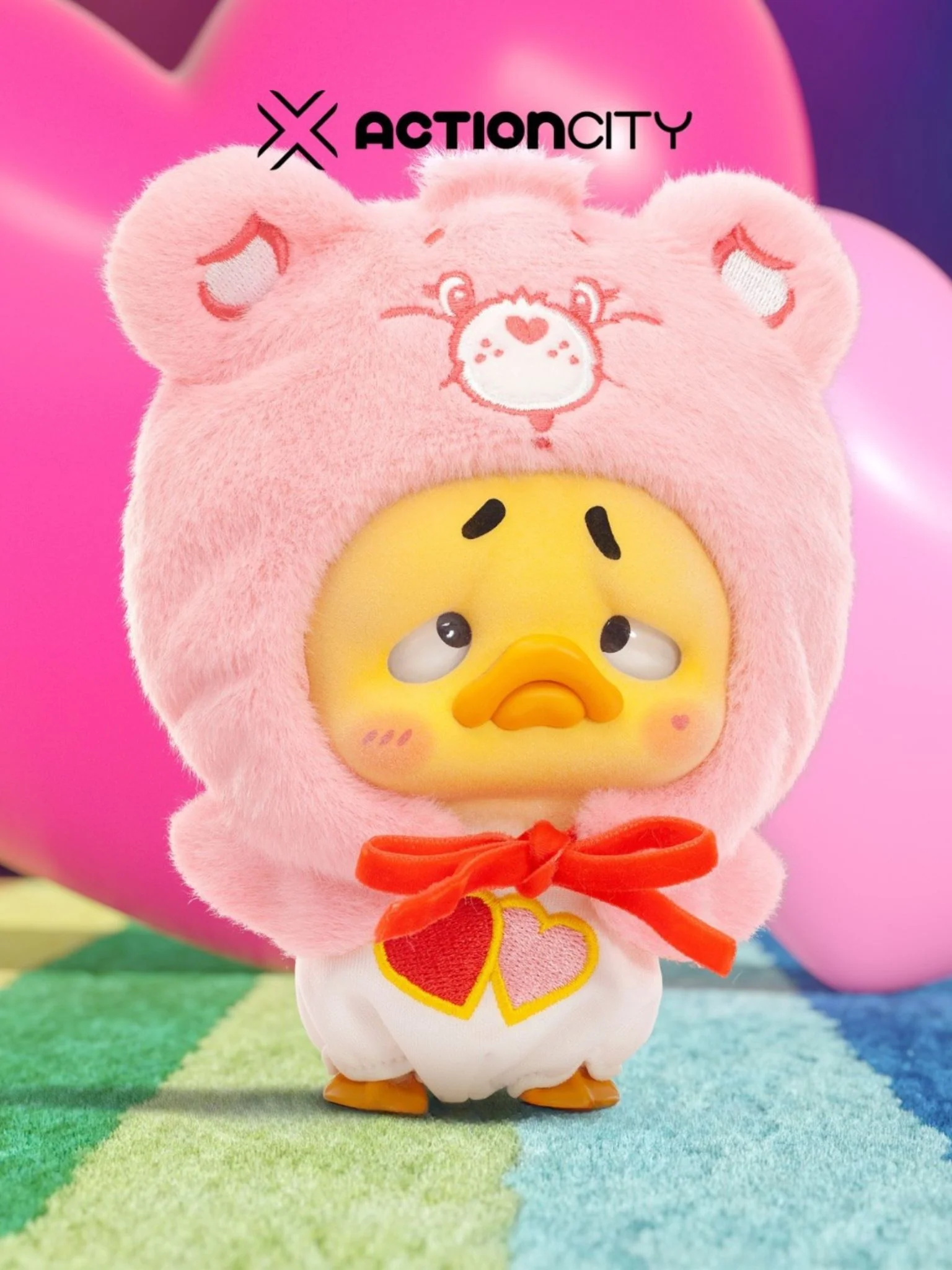 Upsetduck x Carebears Neon Sweetheart Duck Plush Keychain Blind Box - Image 4